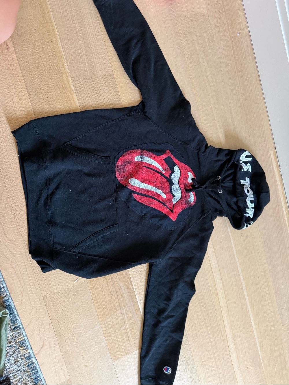 Champion Black Hoodie with Red, White & Blue Trim